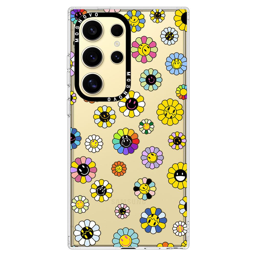 Flower Smiley Face Phone Case - Samsung Galaxy S24 Ultra Case - MOSNOVO