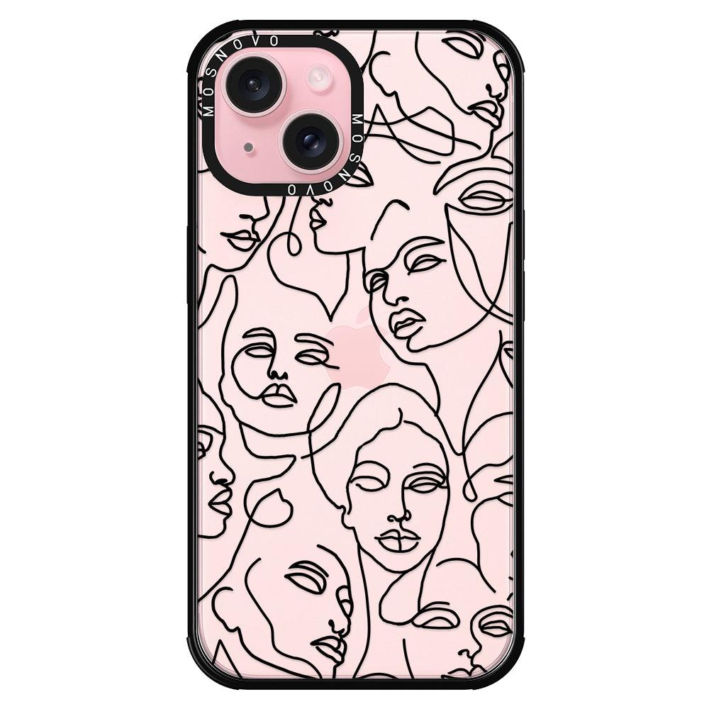 Abstract Face Line Art Phone Case - iPhone 15 Case - MOSNOVO