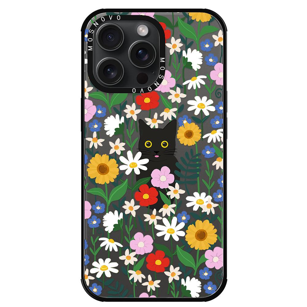 Black Cat in Garden Phone Case - iPhone 15 Pro Max Case - MOSNOVO