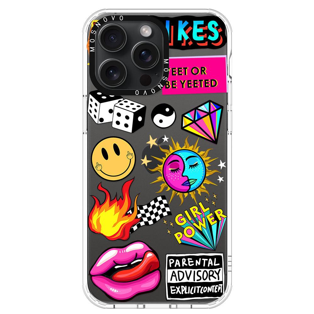 Funky Stickers Phone Case - iPhone 15 Pro Max Case - MOSNOVO