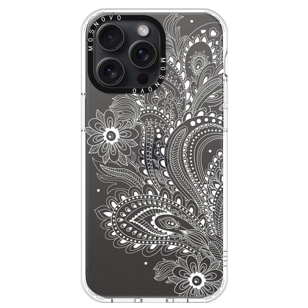 Aesthetic Flower Henna Phone Case - iPhone 15 Pro Max Case - MOSNOVO