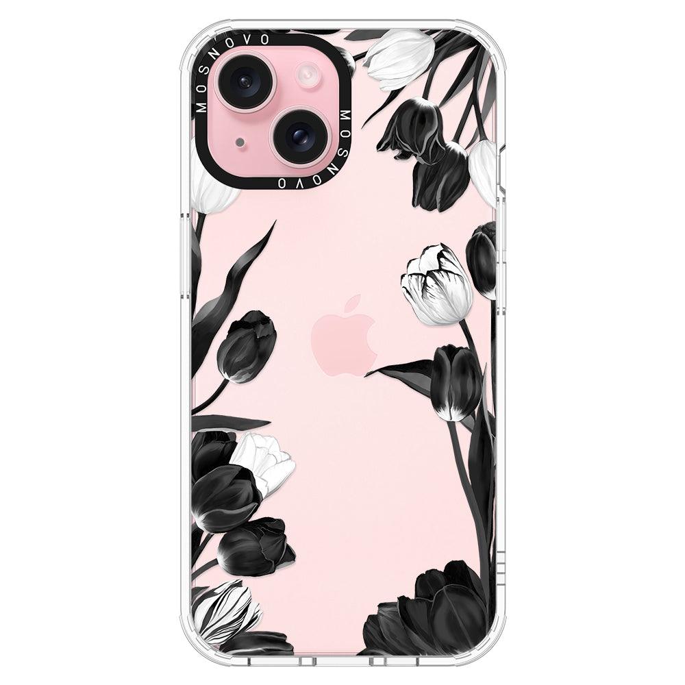 Black Tulips Phone Case - iPhone 15 Plus Case - MOSNOVO