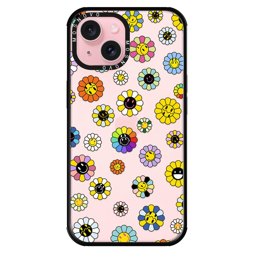 Flower Smiley Face Phone Case - iPhone 15 Plus Case - MOSNOVO