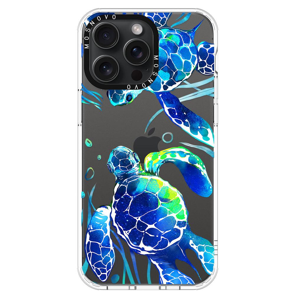 Blue Sea Turtle Phone Case - iPhone 15 Pro Max Case - MOSNOVO