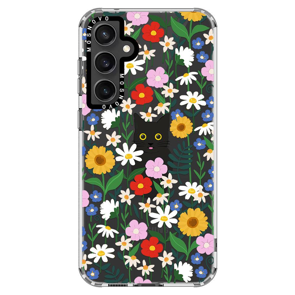 Black Cat in Garden Phone Case - Samsung Galaxy S23 FE Case