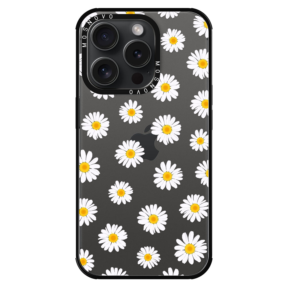 White Daisy Phone Case - iPhone 15 Pro Case - MOSNOVO