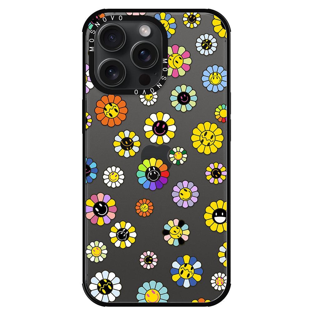 Flower Smiley Face Phone Case - iPhone 15 Pro Max Case - MOSNOVO