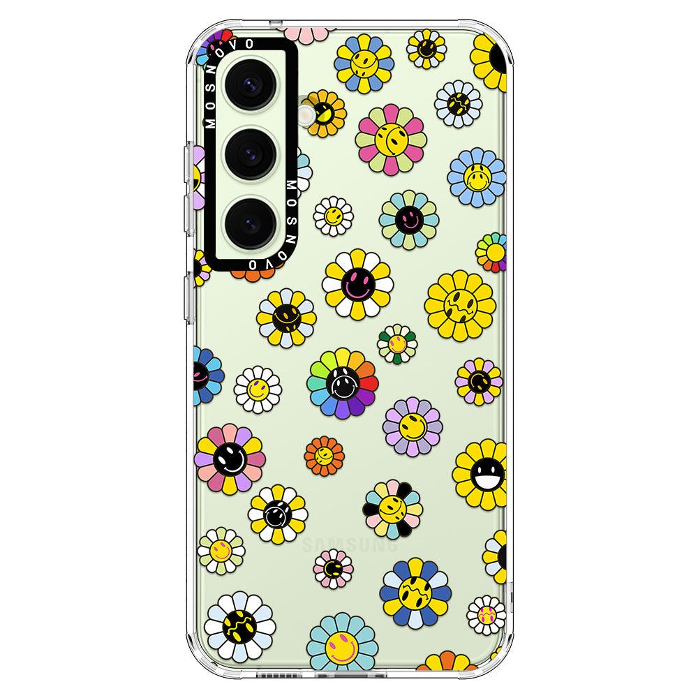 Flower Smiley Face Phone Case - Samsung Galaxy S24 Case - MOSNOVO