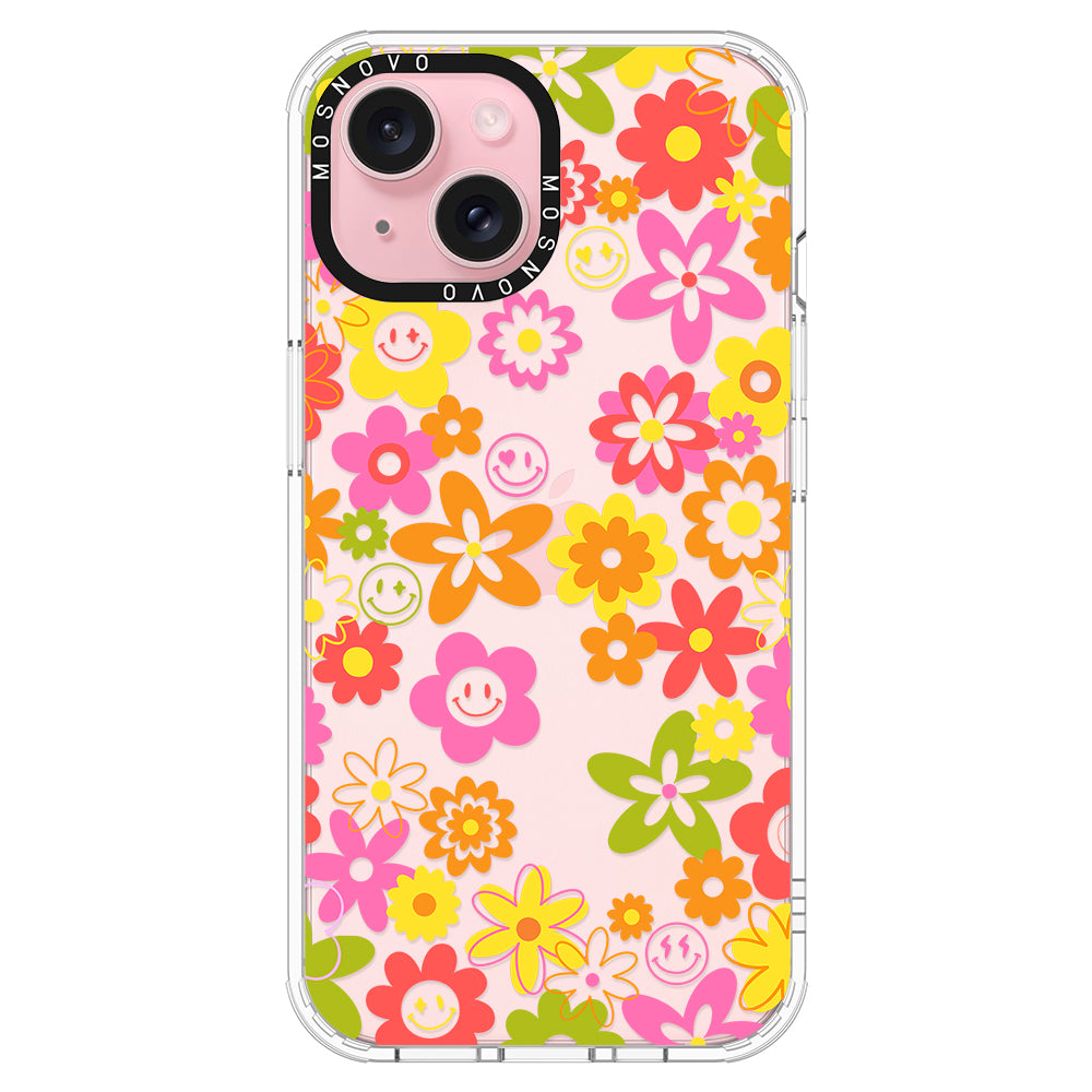 70's Groovy Floral Phone Case - iPhone 15 Plus Case - MOSNOVO