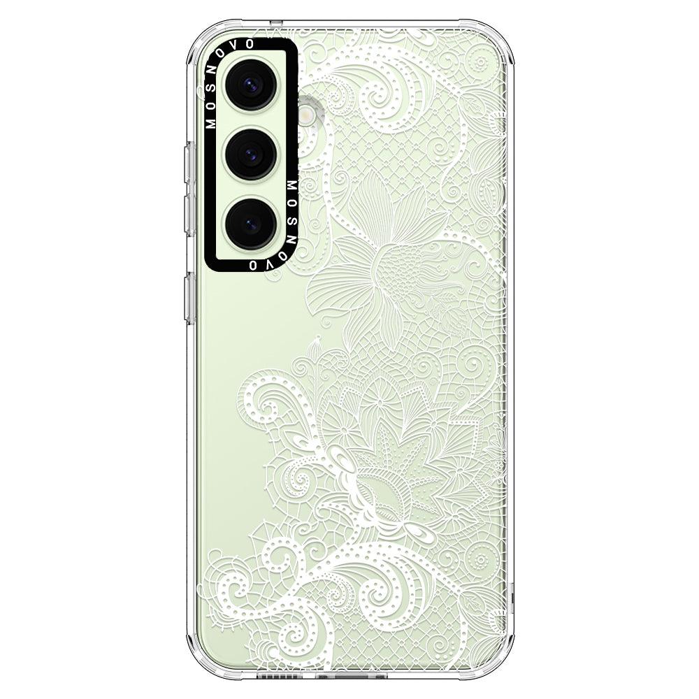 Lace White Flower Phone Case - Samsung Galaxy S24 Plus Case - MOSNOVO