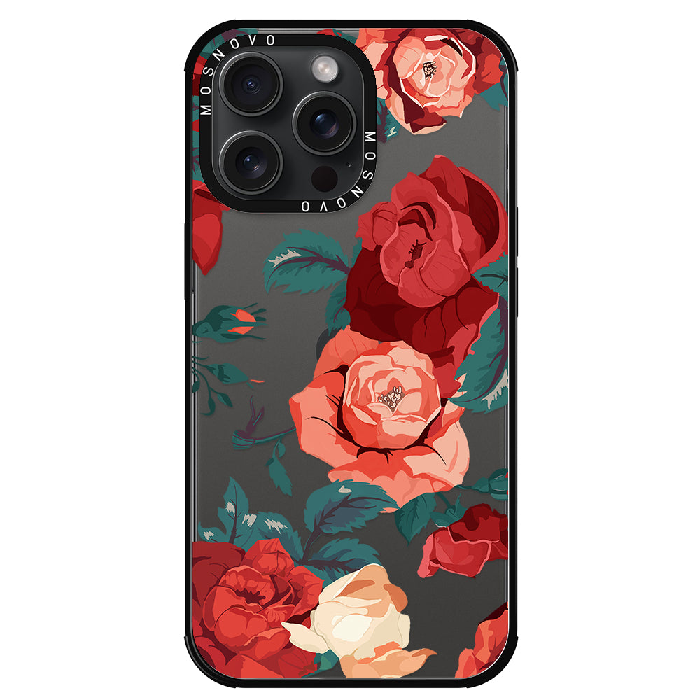 Vintage Red Rose Phone Case - iPhone 15 Pro Max Case - MOSNOVO