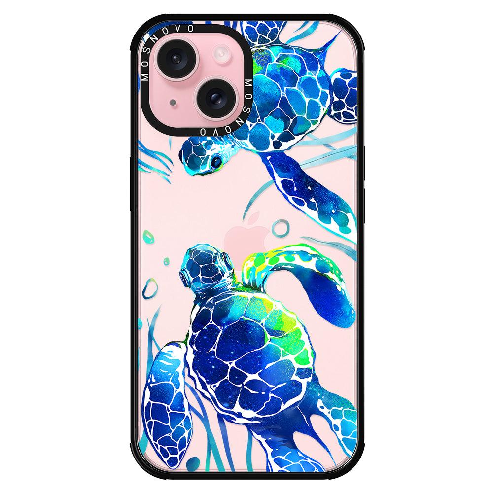 Blue Sea Turtle Phone Case - iPhone 15 Plus Case - MOSNOVO