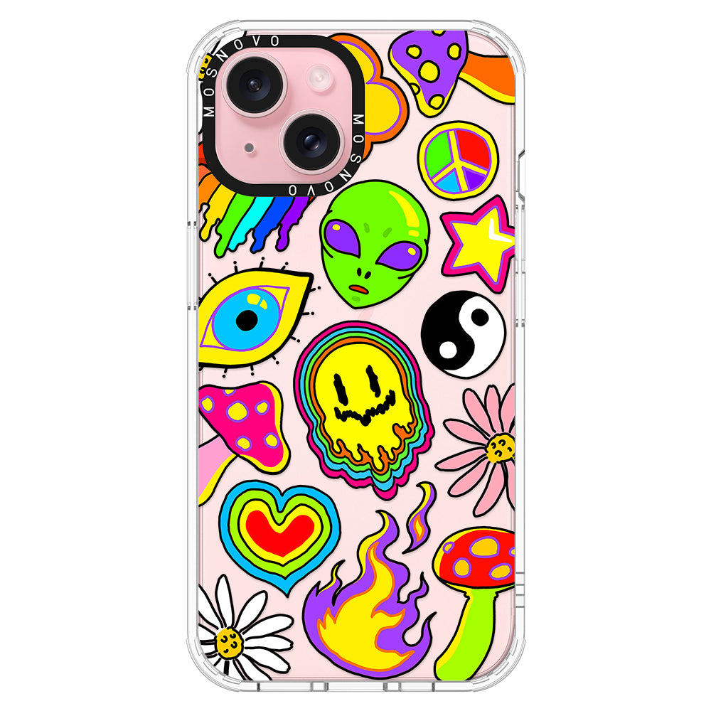 Hippie Rainbow Face Love Phone Case - iPhone 15 Case - MOSNOVO