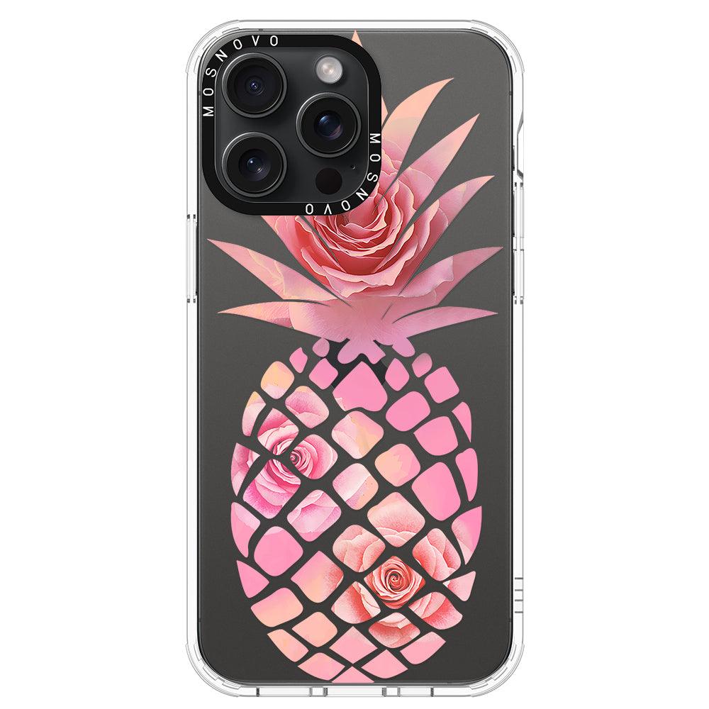 Pink Floral Pineapple Phone Case - iPhone 15 Pro Max Case - MOSNOVO