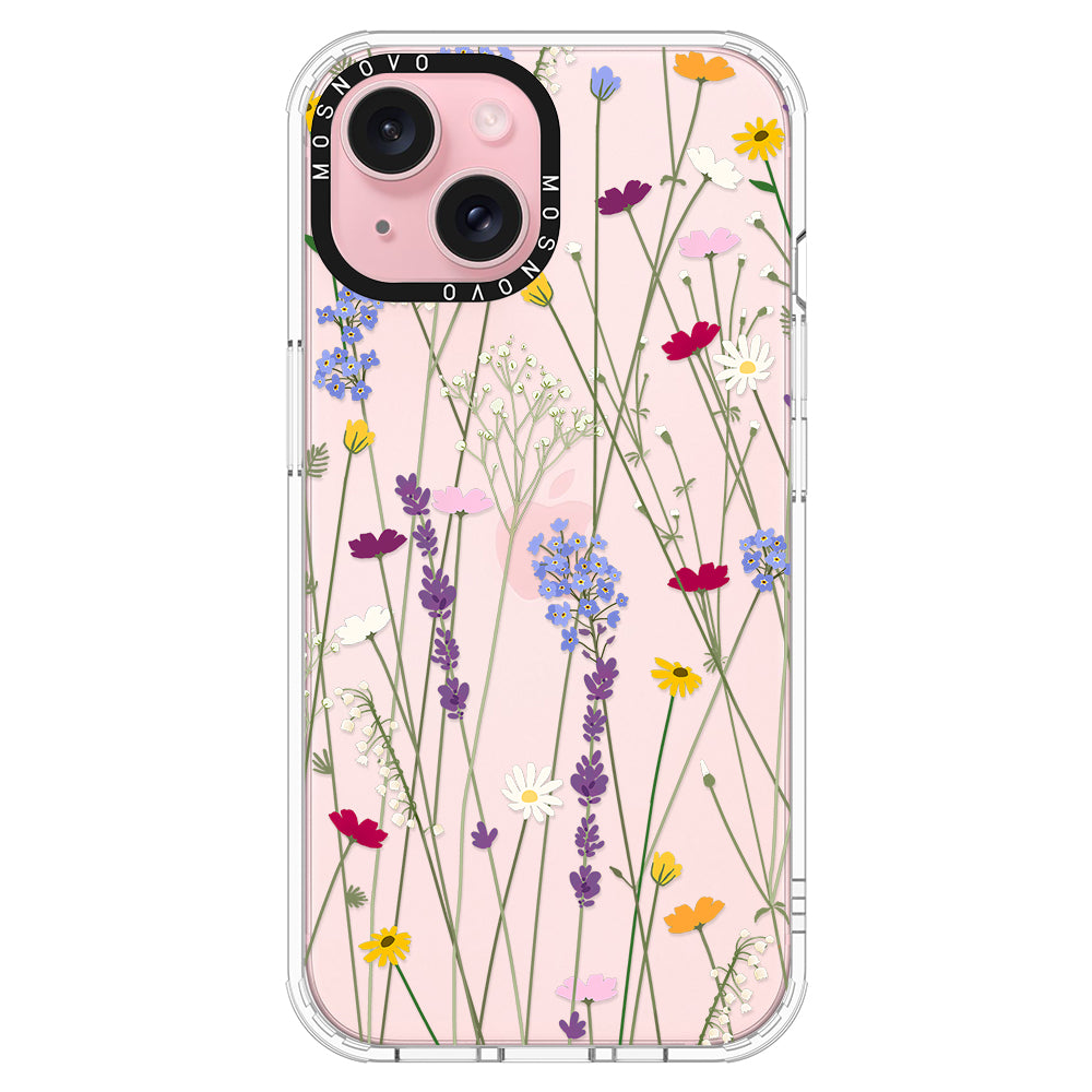 Floral Garden Lavender Daisy Flower Phone Case - iPhone 15 Case - MOSNOVO