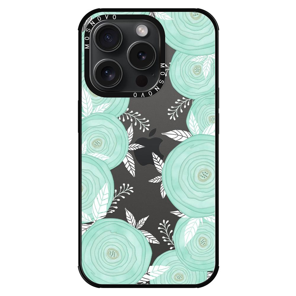 Mint Flower Phone Case - iPhone 15 Pro Case - MOSNOVO