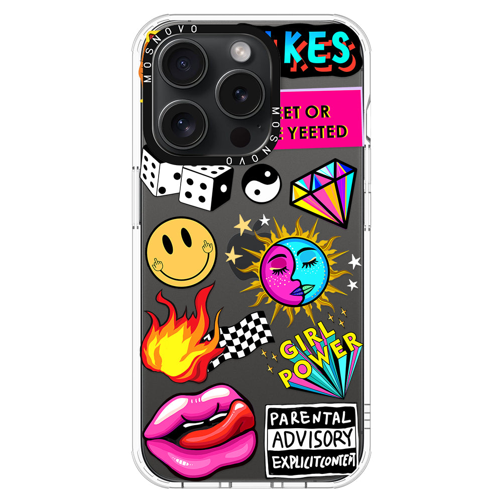 Funky Stickers Phone Case - iPhone 15 Pro Case - MOSNOVO