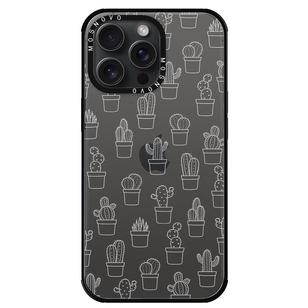 White Potted Cactus Phone Case - iPhone 15 Pro Max Case - MOSNOVO