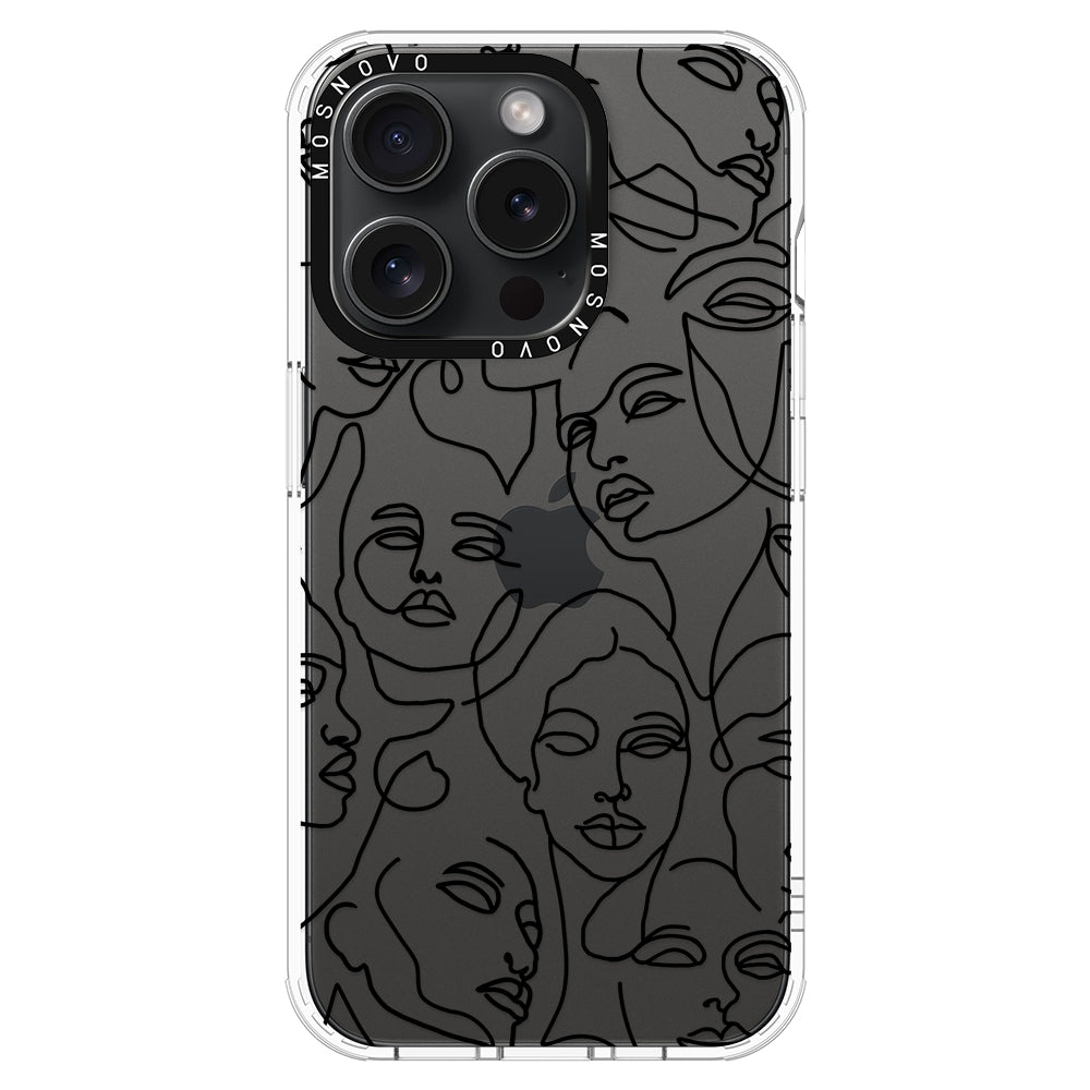 Abstract Face Line Art Phone Case - iPhone 15 Pro Case - MOSNOVO