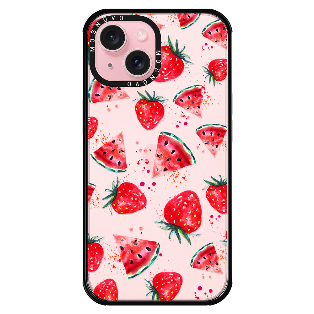 Watermelon and Strawberry Phone Case - iPhone 15 Plus Case - MOSNOVO