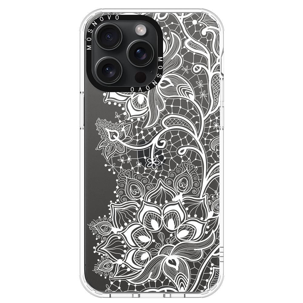 White Lotus Henna Phone Case - iPhone 15 Pro Max Case - MOSNOVO