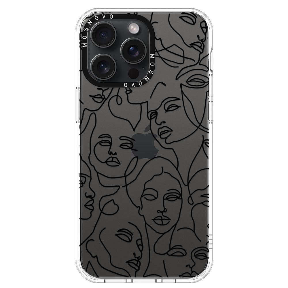 Abstract Face Line Art Phone Case - iPhone 15 Pro Max Case - MOSNOVO