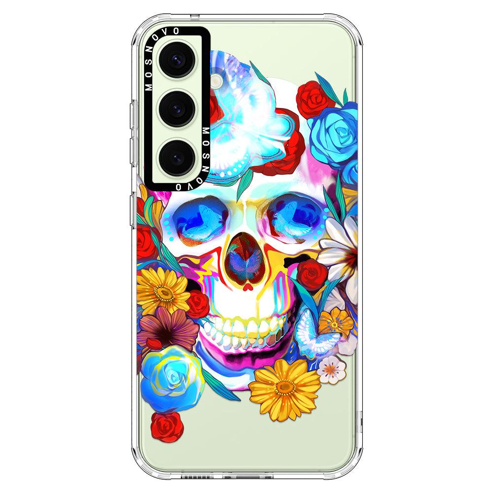 Sugar Flower Skull Phone Case - Samsung Galaxy S24 Case - MOSNOVO