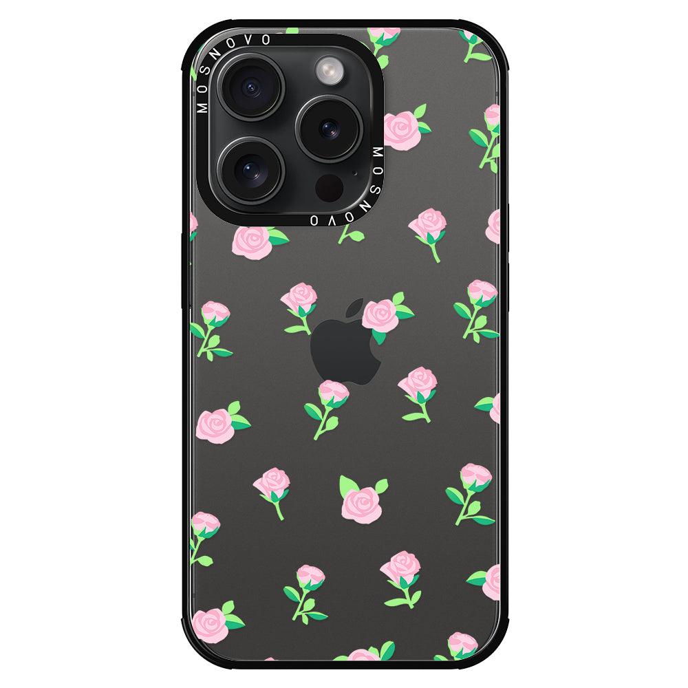 Pink Rose Floral Phone Case - iPhone 15 Pro Case - MOSNOVO