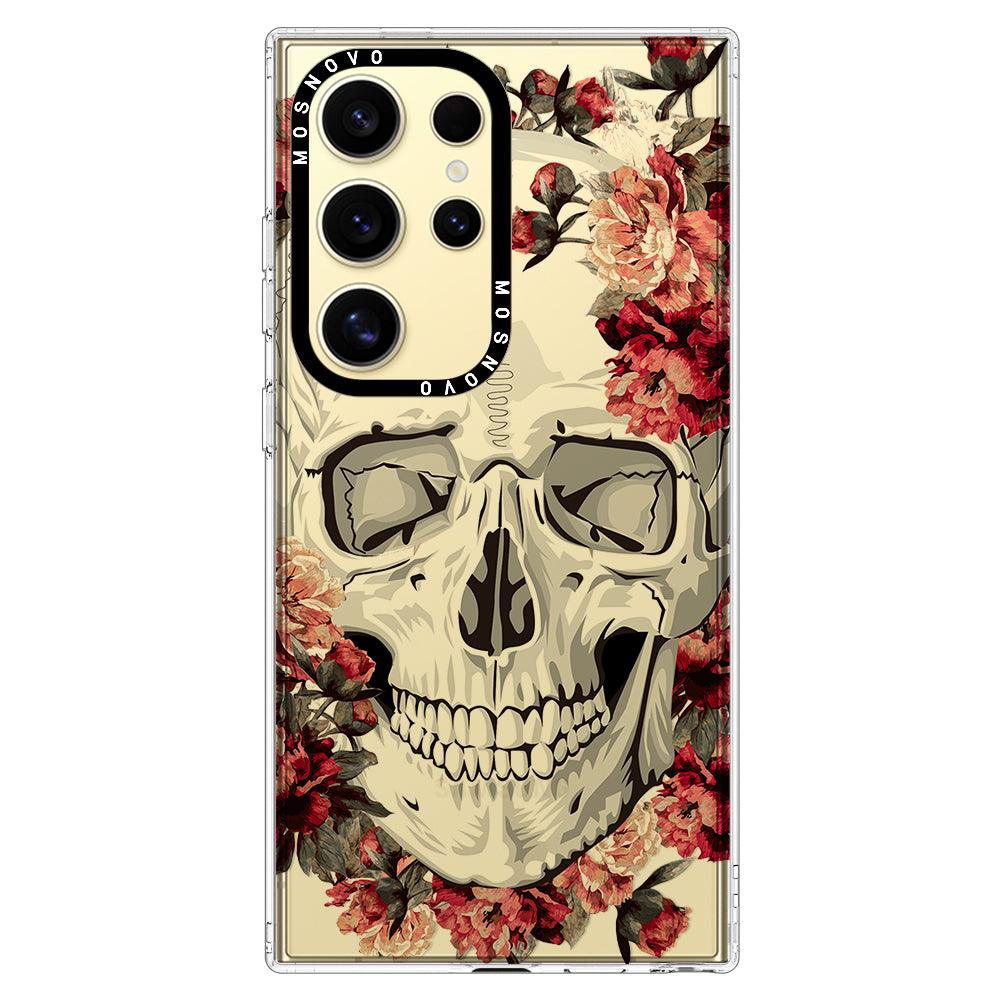 Red Flower Skull Phone Case - Samsung Galaxy S24 Ultra Case - MOSNOVO