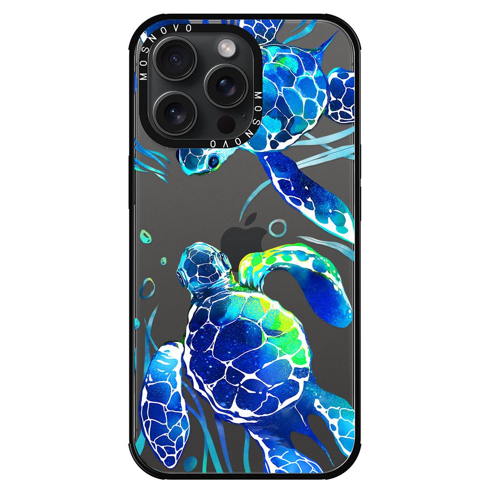 Blue Sea Turtle Phone Case - iPhone 15 Pro Max Case - MOSNOVO