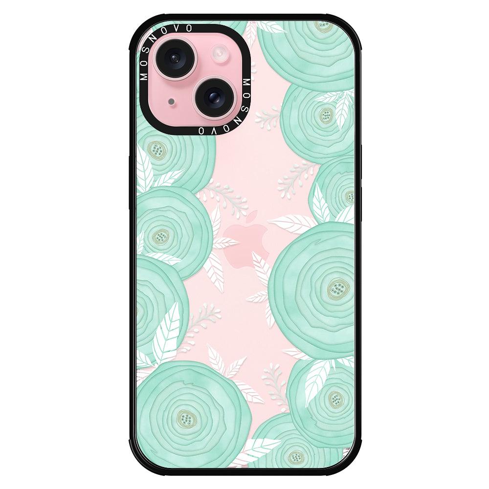 Mint Flower Phone Case - iPhone 15 Plus Case - MOSNOVO