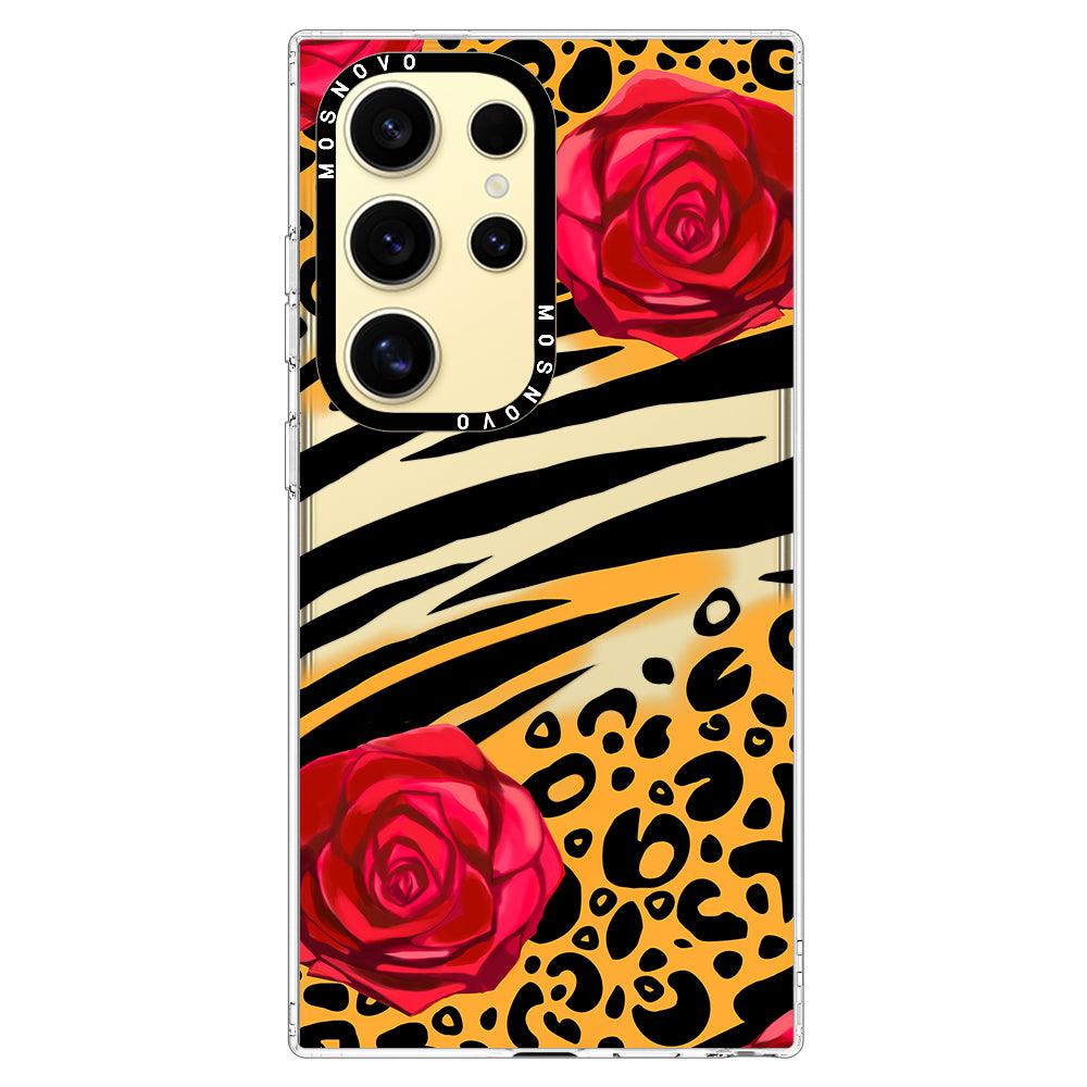 Wild Floral Leopard Phone Case - Samsung Galaxy S24 Ultra Case - MOSNOVO