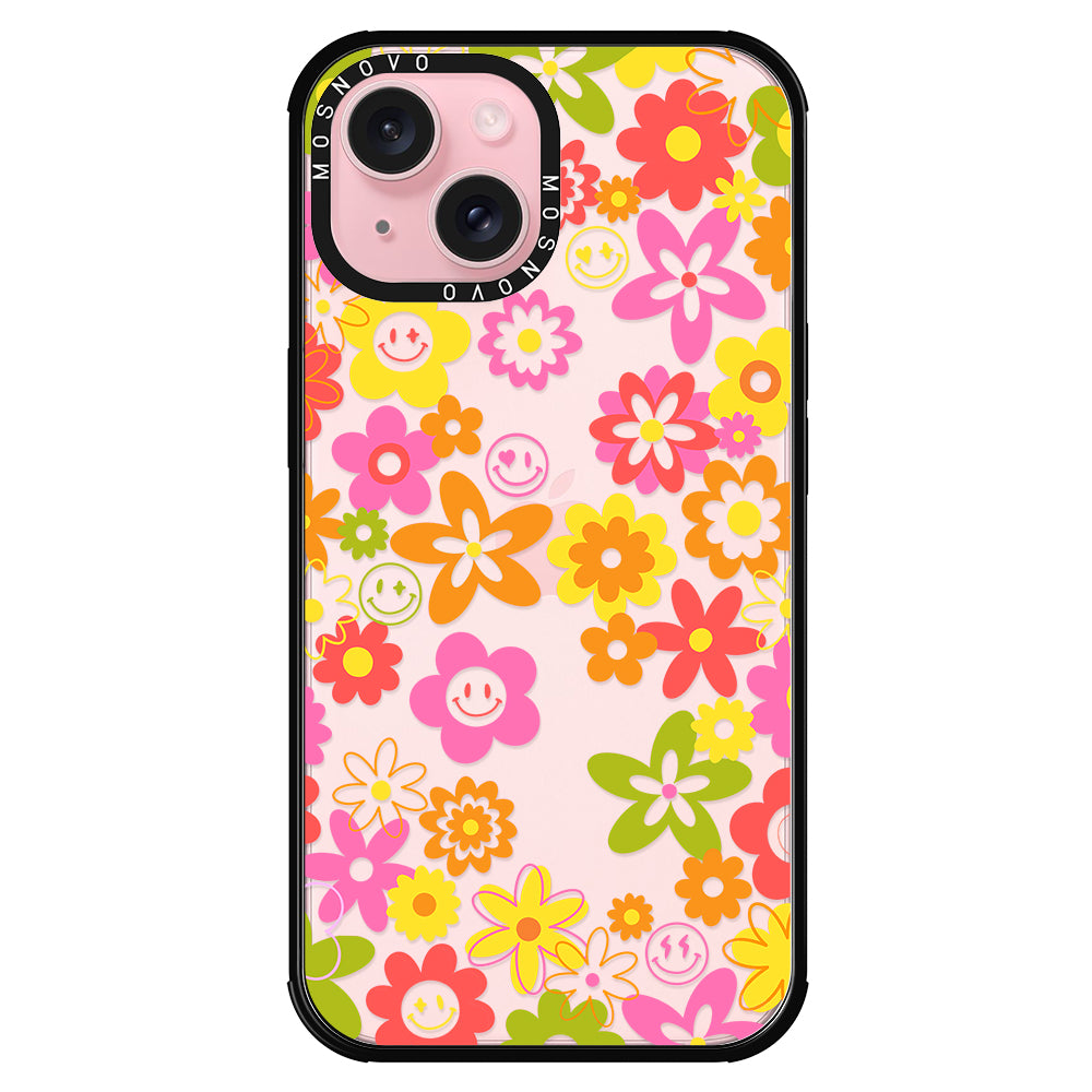 70's Groovy Floral Phone Case - iPhone 15 Case - MOSNOVO