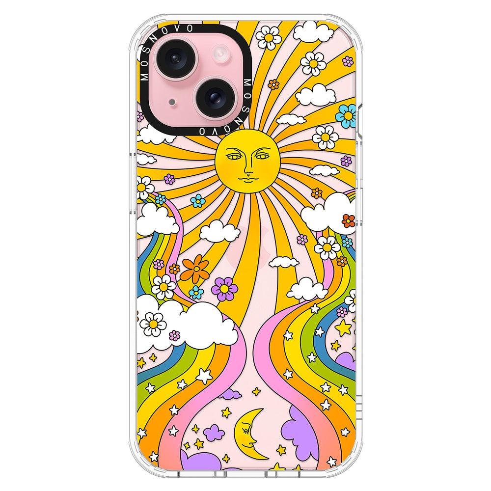 Rainbow Sun and Moon Phone Case - iPhone 15 Plus Case - MOSNOVO