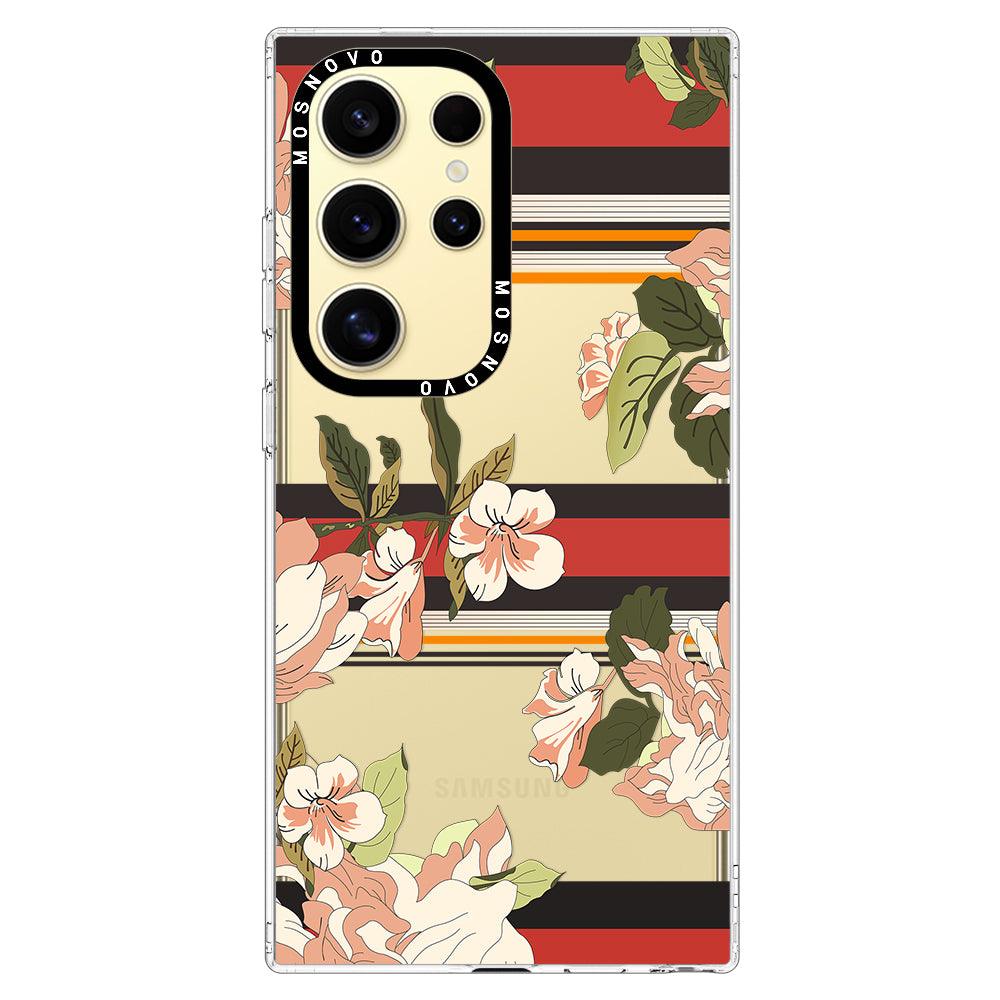 Classic Stripes Floral Phone Case - Samsung Galaxy S24 Ultra Case - MOSNOVO