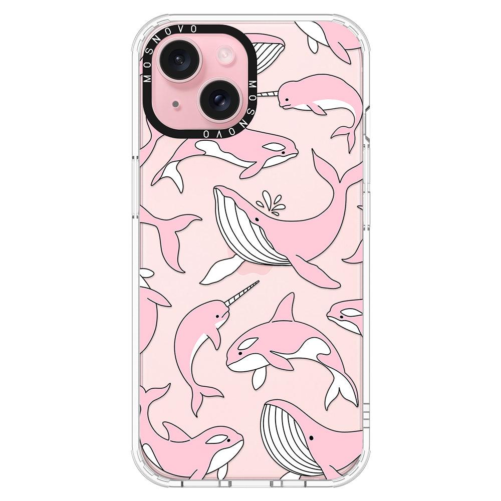 Pink Whales Phone Case - iPhone 15 Plus Case - MOSNOVO