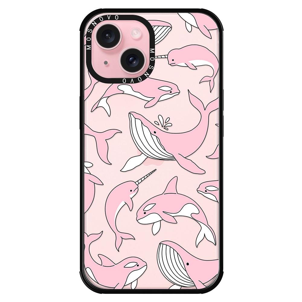 Pink Whales Phone Case - iPhone 15 Plus Case - MOSNOVO