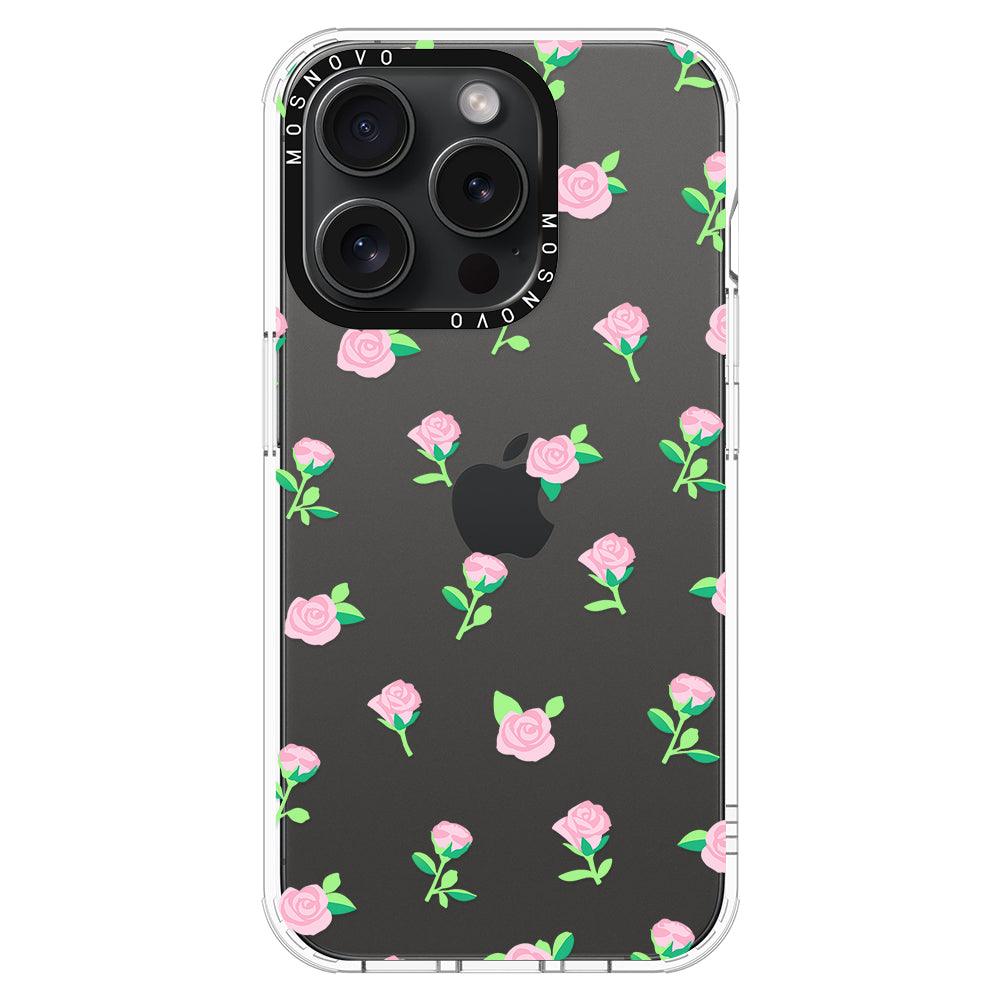 Pink Rose Floral Phone Case - iPhone 15 Pro Case - MOSNOVO