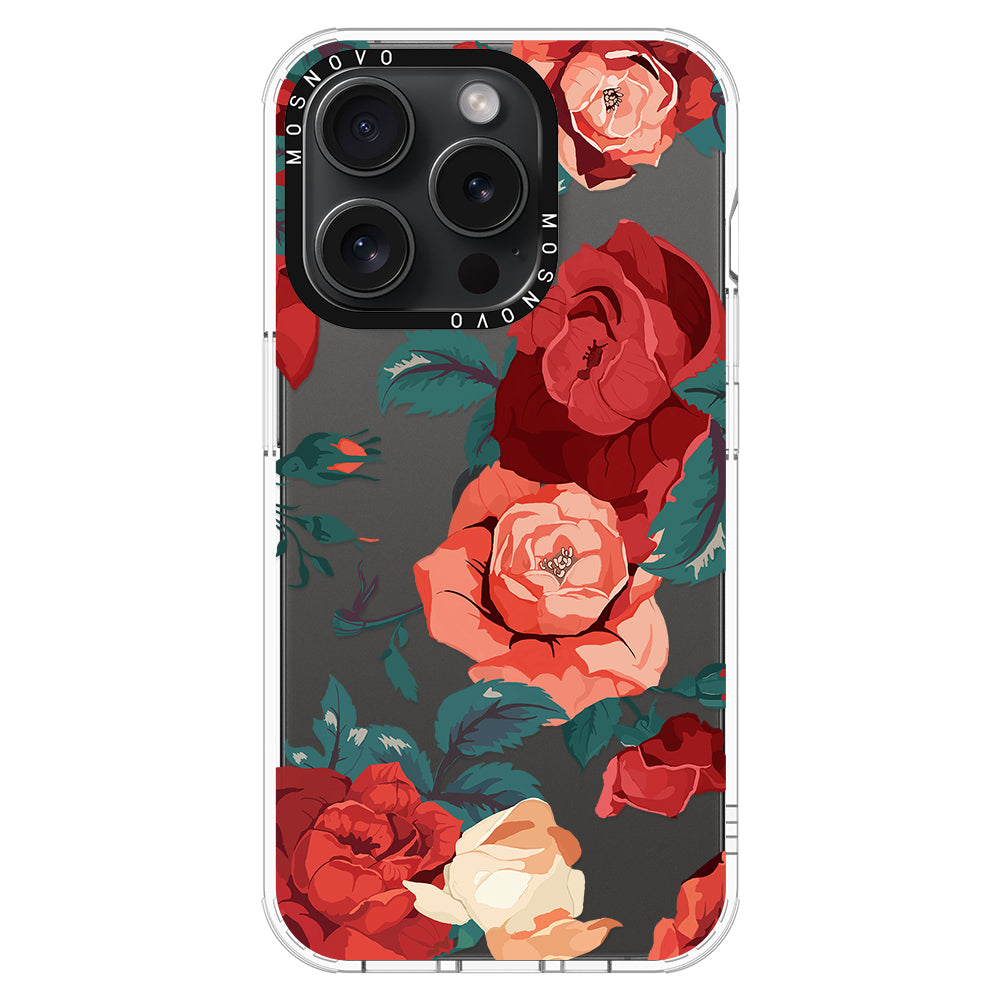 Vintage Red Rose Phone Case - iPhone 15 Pro Case - MOSNOVO