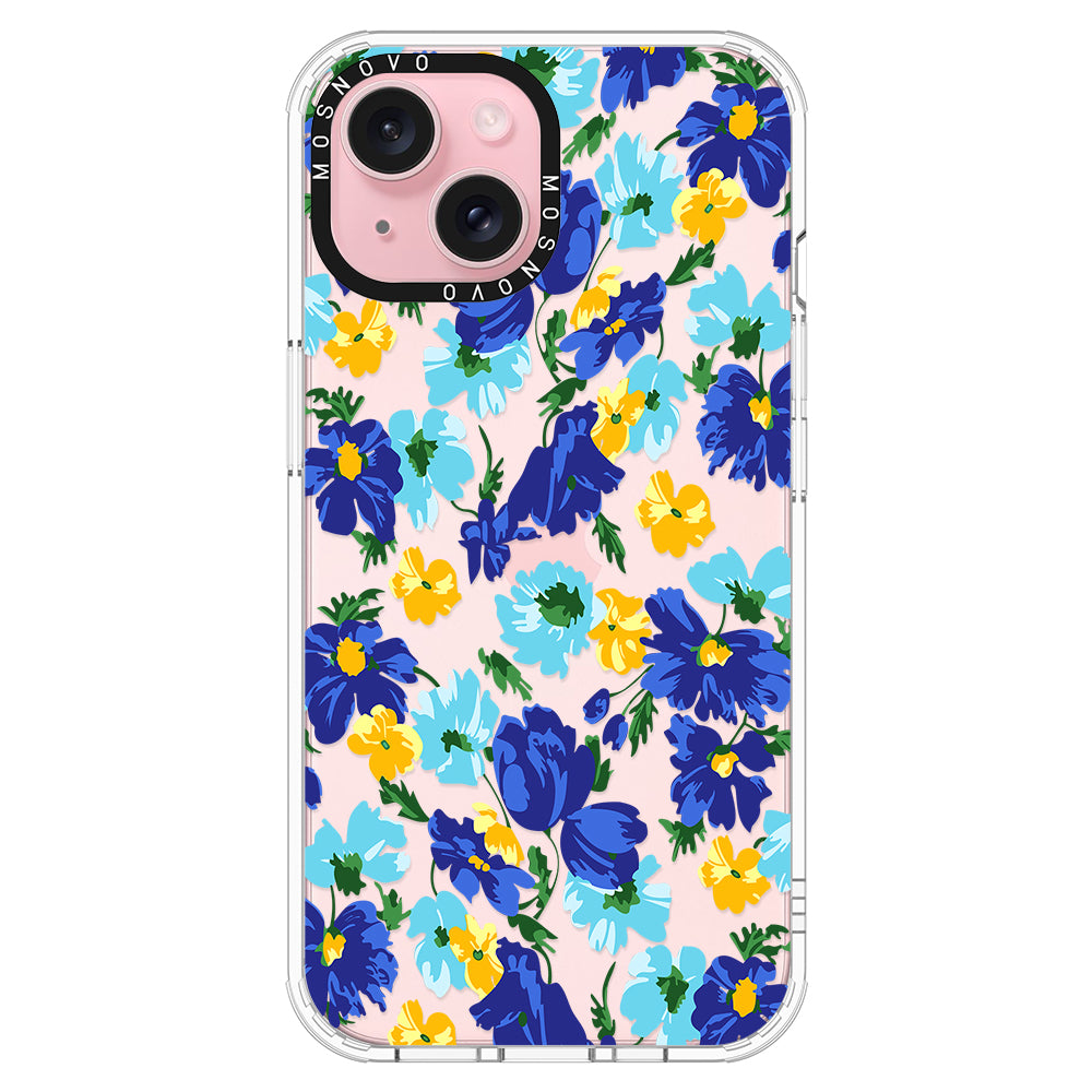 Vintage Blue Floral Phone Case - iPhone 15 Case - MOSNOVO