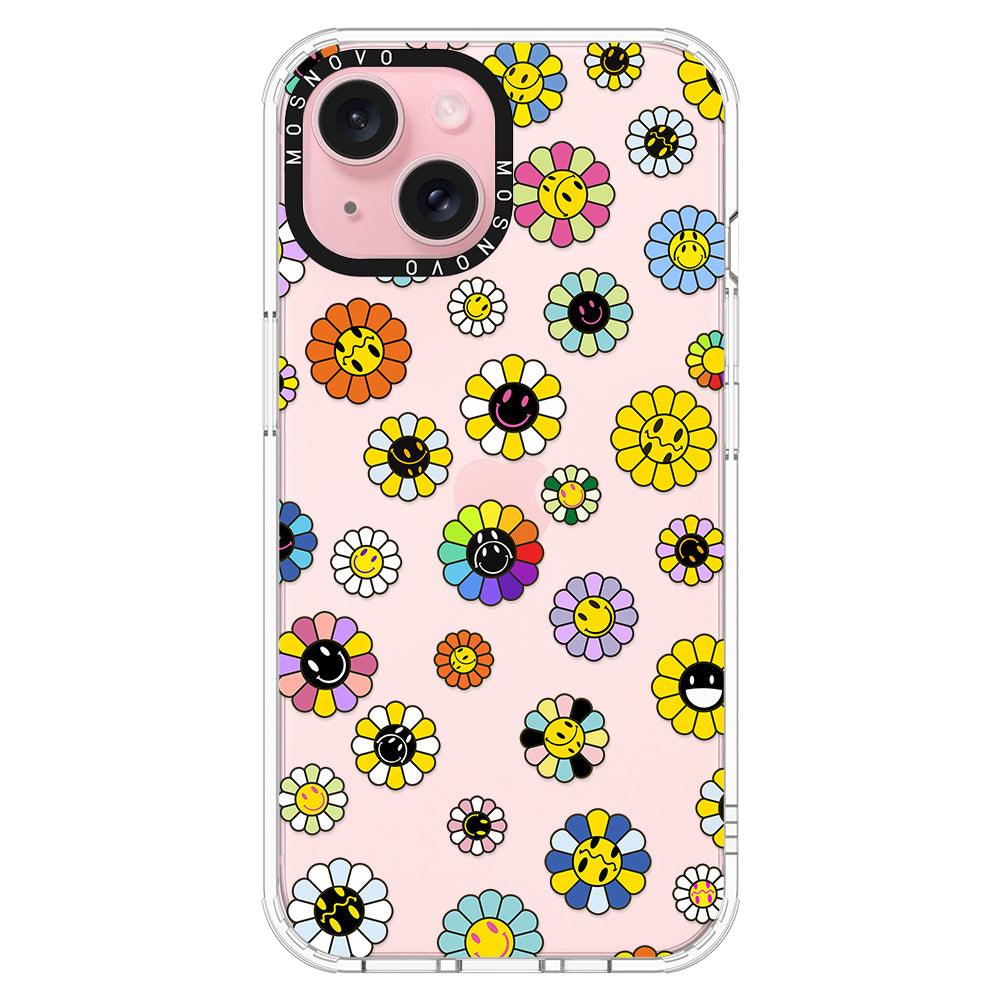 Flower Smiley Face Phone Case - iPhone 15 Plus Case - MOSNOVO