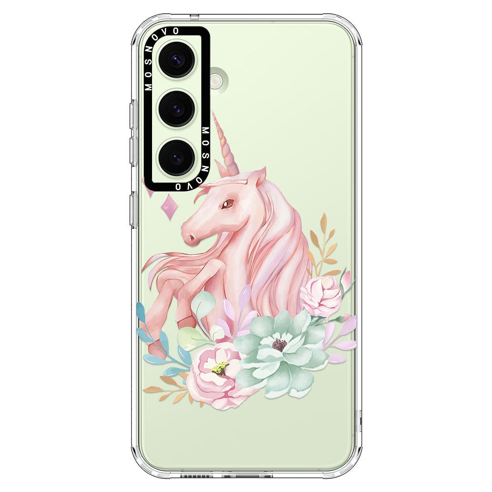 Pastel Flower Unicorn Phone Case - Samsung Galaxy S24 Case - MOSNOVO