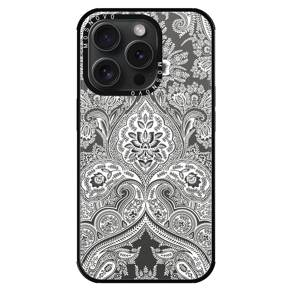 White Damask Phone Case - iPhone 15 Pro Case - MOSNOVO