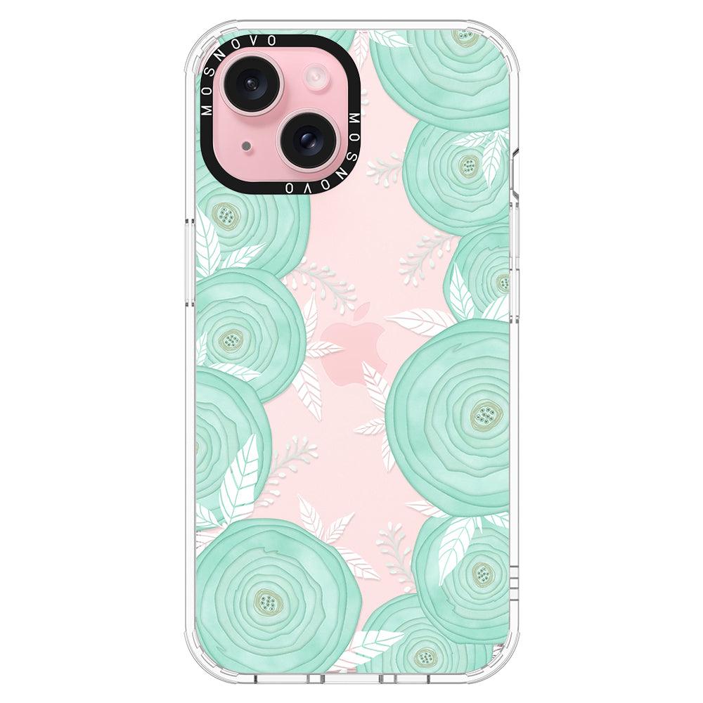 Mint Flower Phone Case - iPhone 15 Plus Case - MOSNOVO