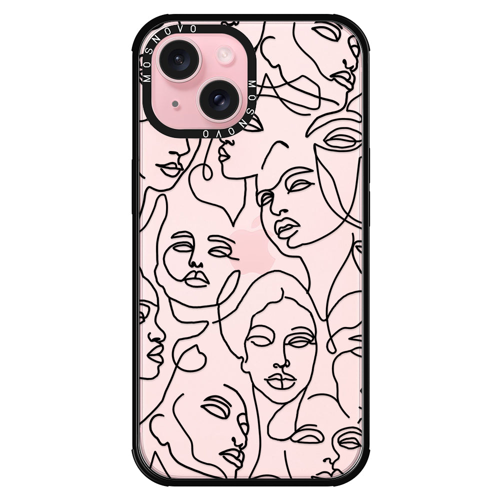 Abstract Face Line Art Phone Case - iPhone 15 Plus Case - MOSNOVO