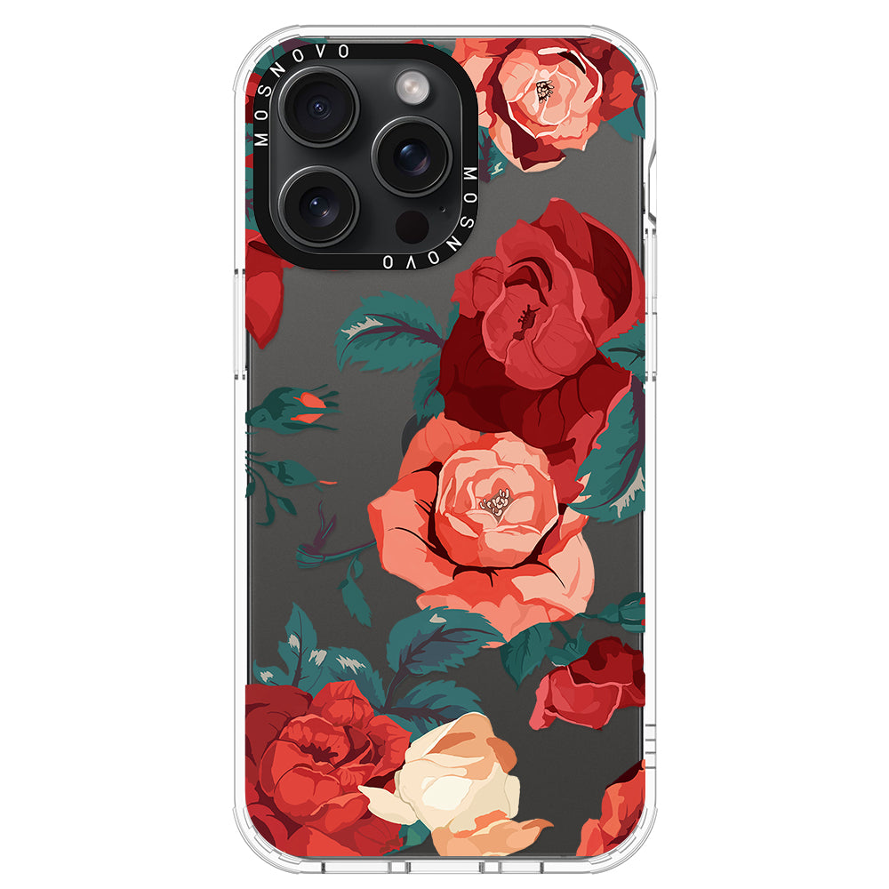 Vintage Red Rose Phone Case - iPhone 15 Pro Max Case - MOSNOVO