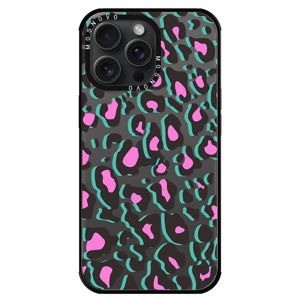 Hot Pink Leopard Print Phone Case - iPhone 15 Pro Max Case - MOSNOVO