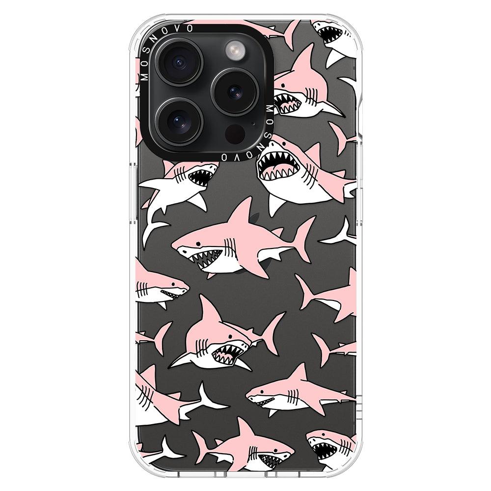 Pink Shark Phone Case - iPhone 15 Pro Case - MOSNOVO