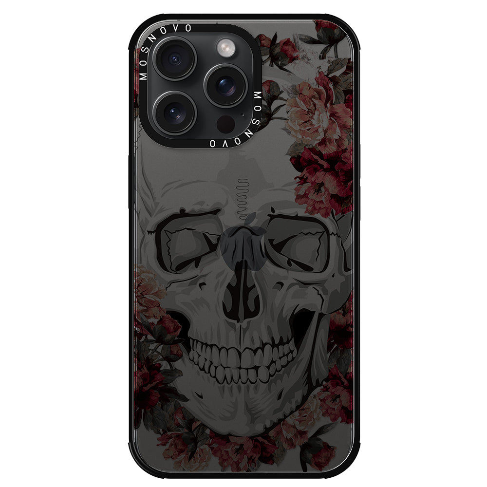 Red Flower Skull Phone Case - iPhone 15 Pro Max Case - MOSNOVO