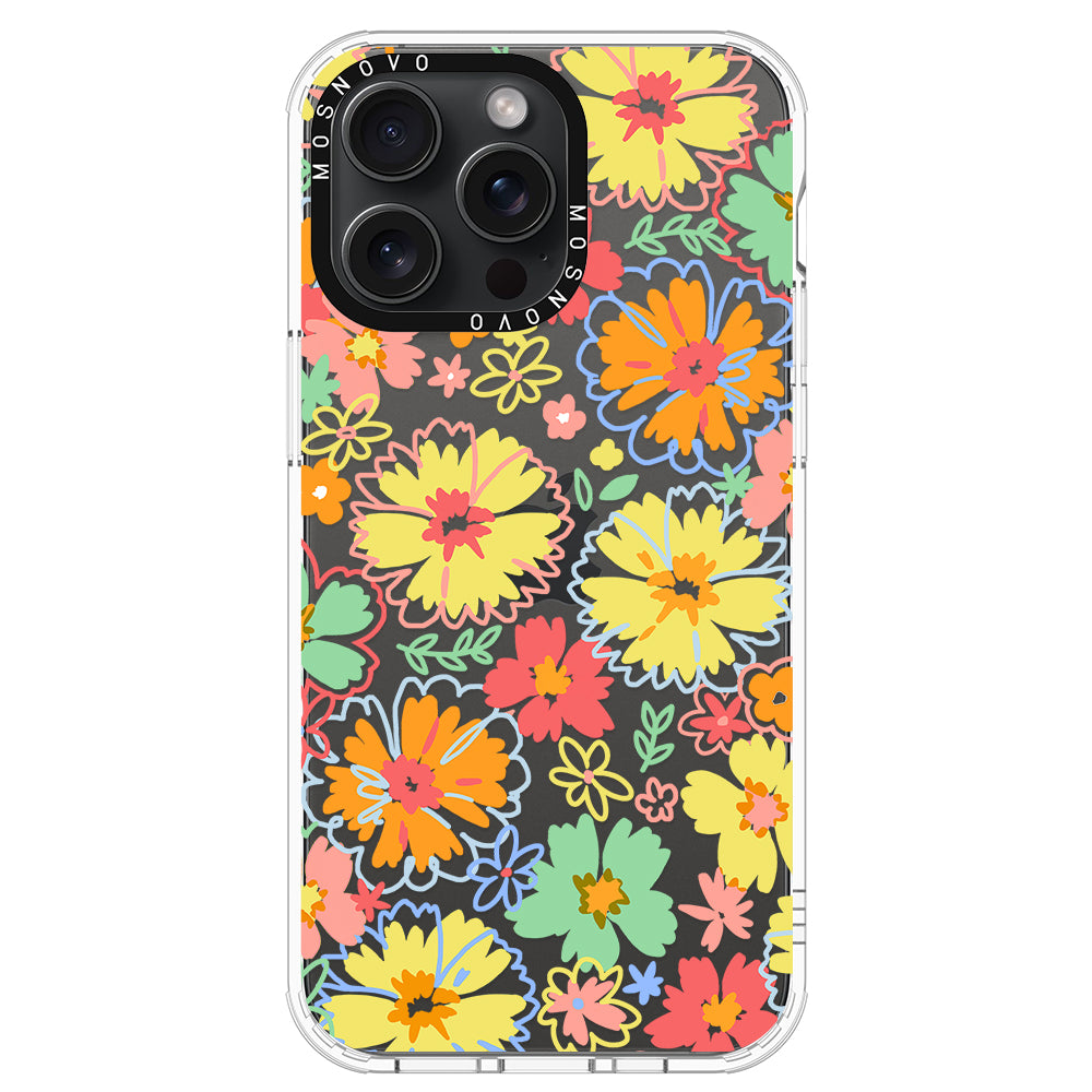 Retro Boho Hippie Flowers Phone Case - iPhone 15 Pro Max Case - MOSNOVO